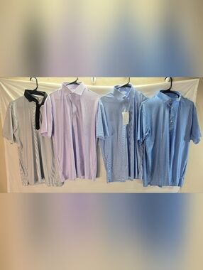 Lot of 4 Collars and Co Men's Medium Featherweight Relaxed Polo Dress Shirts New